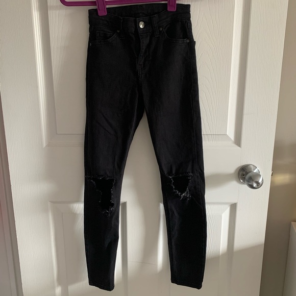 Topshop Jamie Black Ripped Jeans - Picture 1 of 2
